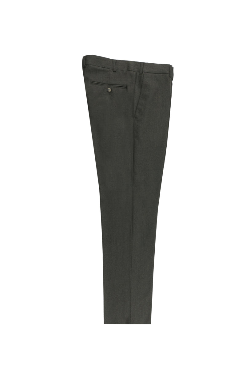 Orta Haki Regular Fit Kaşmirli Flanel Kumaş Pantolon