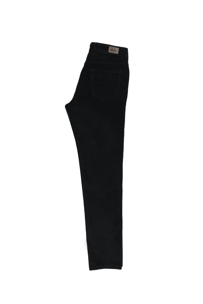 Siyah Relaxed Fit Rahat Kesim Likralı Kadife Pantolon