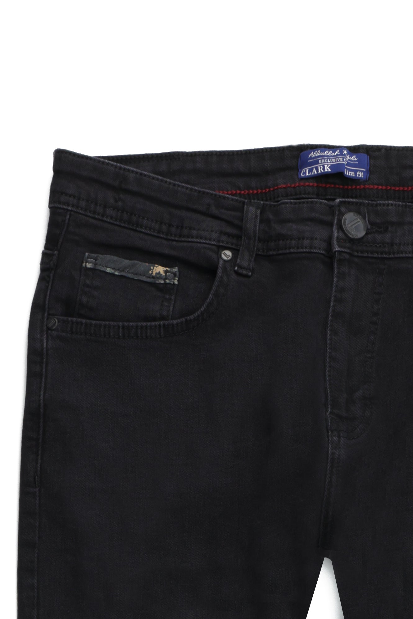 Siyah Slim Fit Dar Kesim Pamuk Denim Pantolon-Abdullah Ki??l?