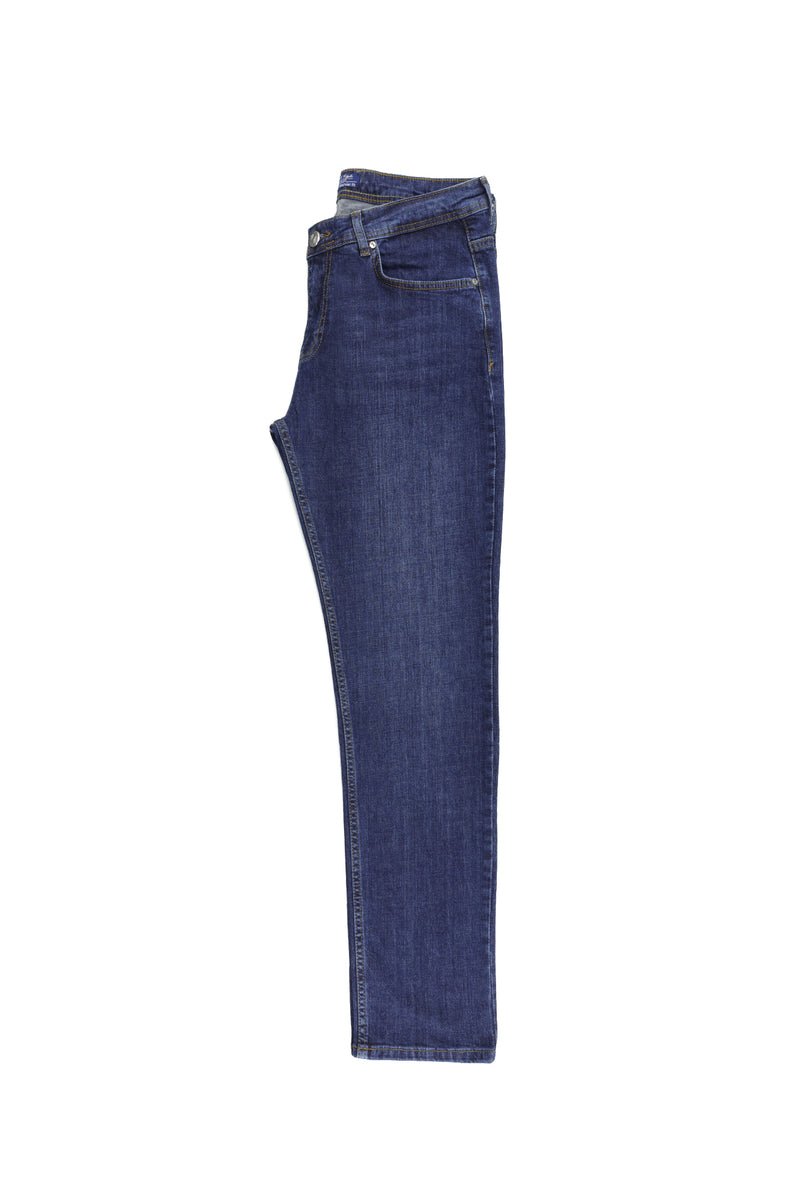 Orta Lacivert Regular Fit Likralı Denim Pantolon