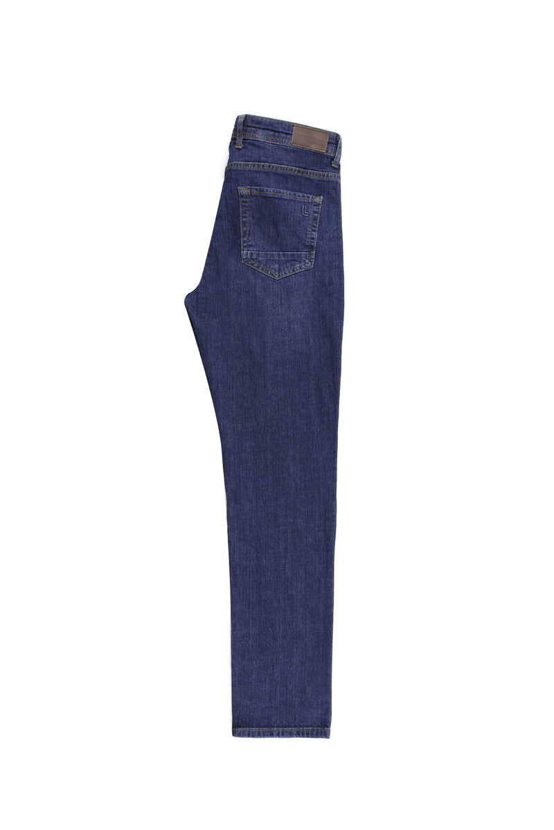 Orta Lacivert Regular Fit Likralı Denim Pantolon