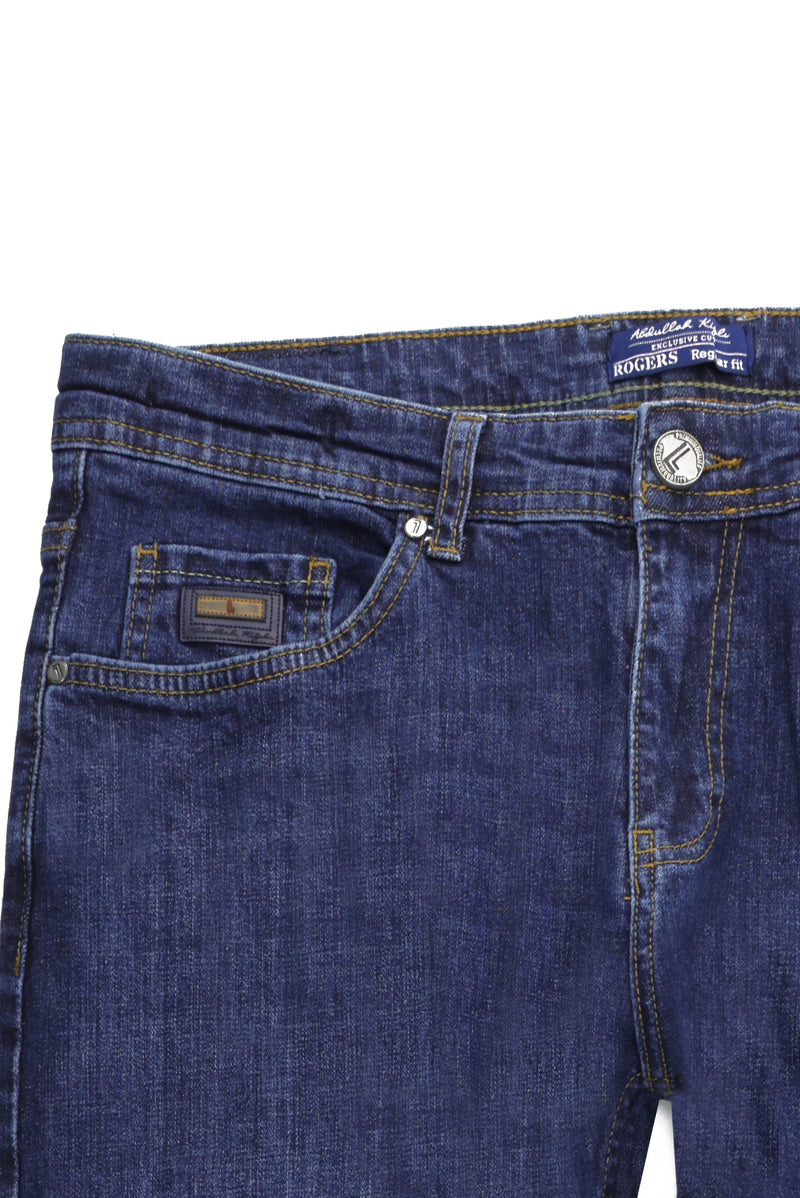Orta Lacivert Regular Fit Likralı Denim Pantolon