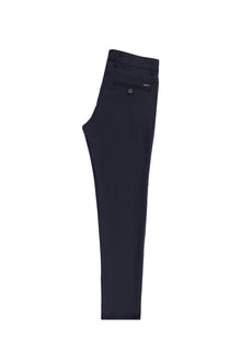 Koyu Lacivert Slim Fit Dar Kesim Likralı Kanvas / Chino Pantolon