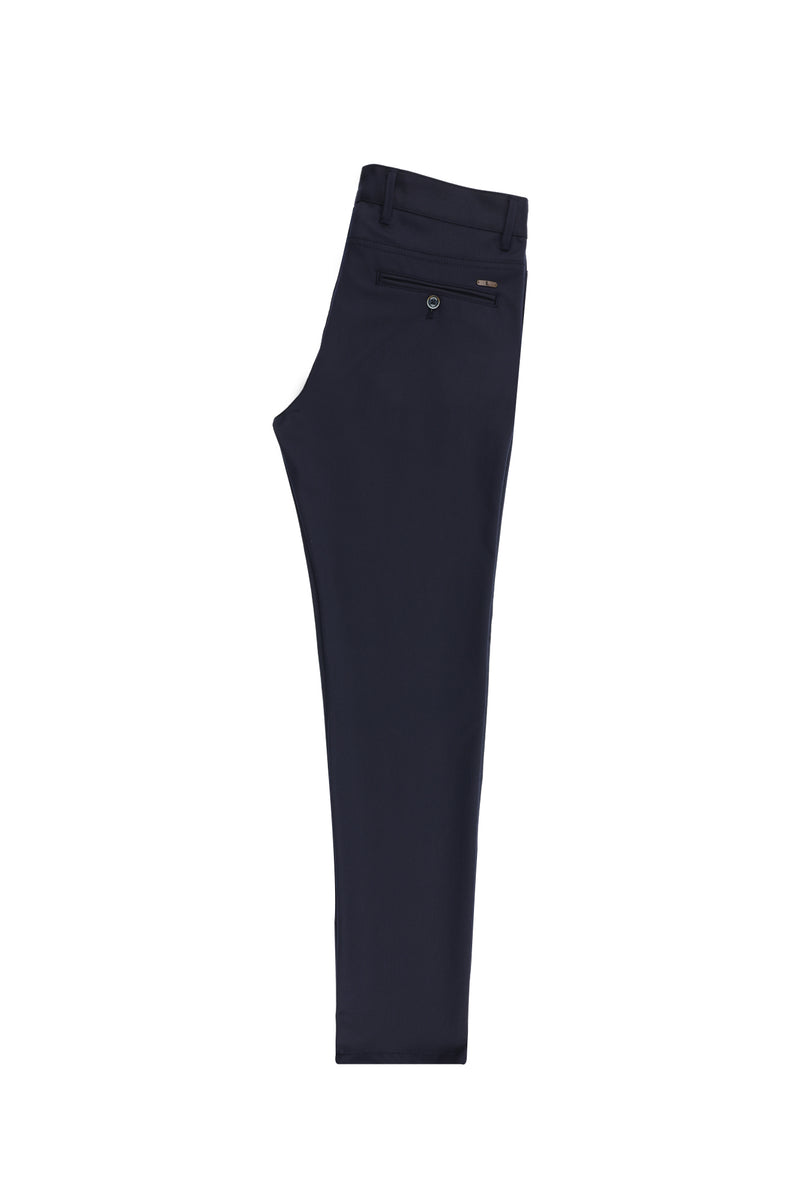 Koyu Lacivert Slim Fit Dar Kesim Likralı Kanvas / Chino Pantolon