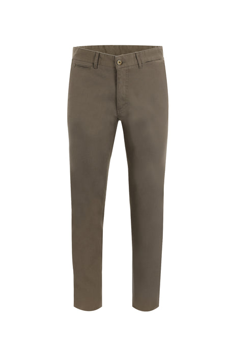 Koyu Bej Slim Fit Dar Kesim Likralı Kanvas / Chino Pantolon