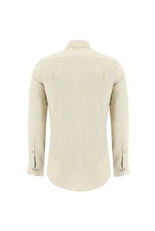 Krem Uzun Kol Regular Fit Oduncu Gömlek