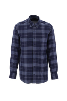 Koyu Lacivert Uzun Kol Regular Fit Ekose Pamuk Gömlek