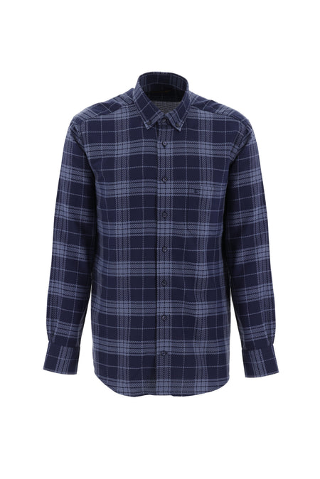 Koyu Lacivert Uzun Kol Regular Fit Ekose Pamuk Gömlek