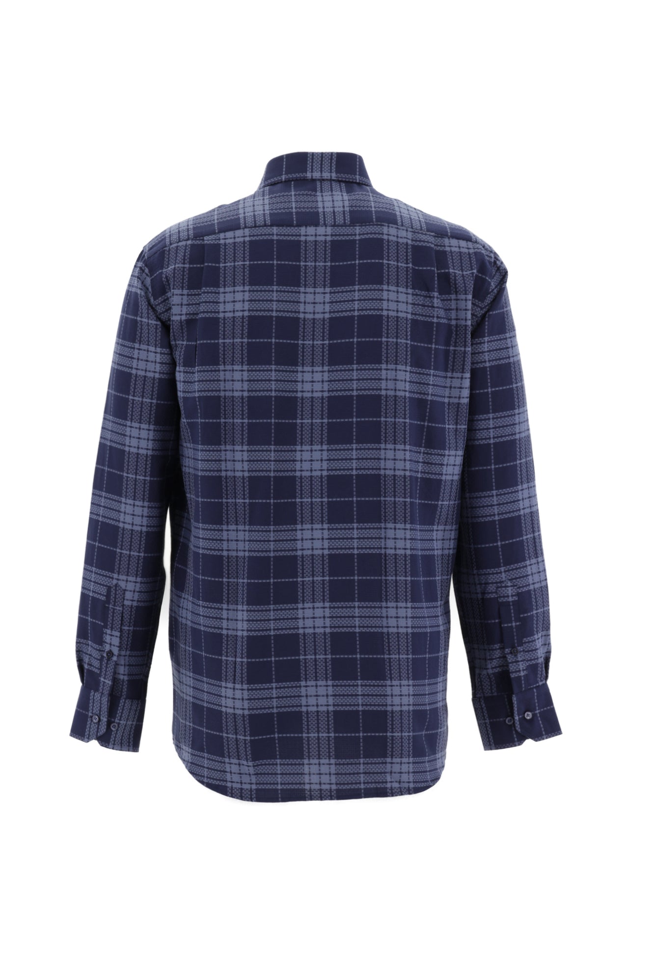 Koyu Lacivert Uzun Kol Regular Fit Ekose Pamuk Gömlek