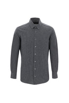 Orta Gri Uzun Kol Slim Fit Dar Kesim Desenli Pamuk Gömlek-Abdullah Ki??l?