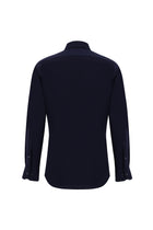 Koyu Lacivert Uzun Kol Slim Fit Dar Kesim Desenli Pamuk Gömlek
