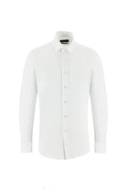 Beyaz Uzun Kol Slim Fit Dar Kesim Desenli Pamuk Gömlek