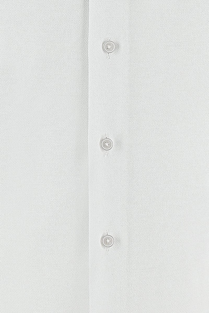 Beyaz Uzun Kol Slim Fit Dar Kesim Desenli Pamuk Gömlek