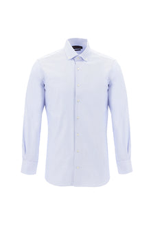 Açık Mavi Uzun Kol Slim Fit Dar Kesim Oxford Pamuk Gömlek