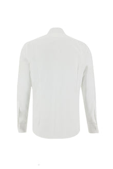 Beyaz Uzun Kol Slim Fit Dar Kesim Desenli Manşetli Pamuk Gömlek