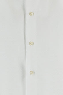 Beyaz Uzun Kol Slim Fit Dar Kesim Desenli Manşetli Pamuk Gömlek