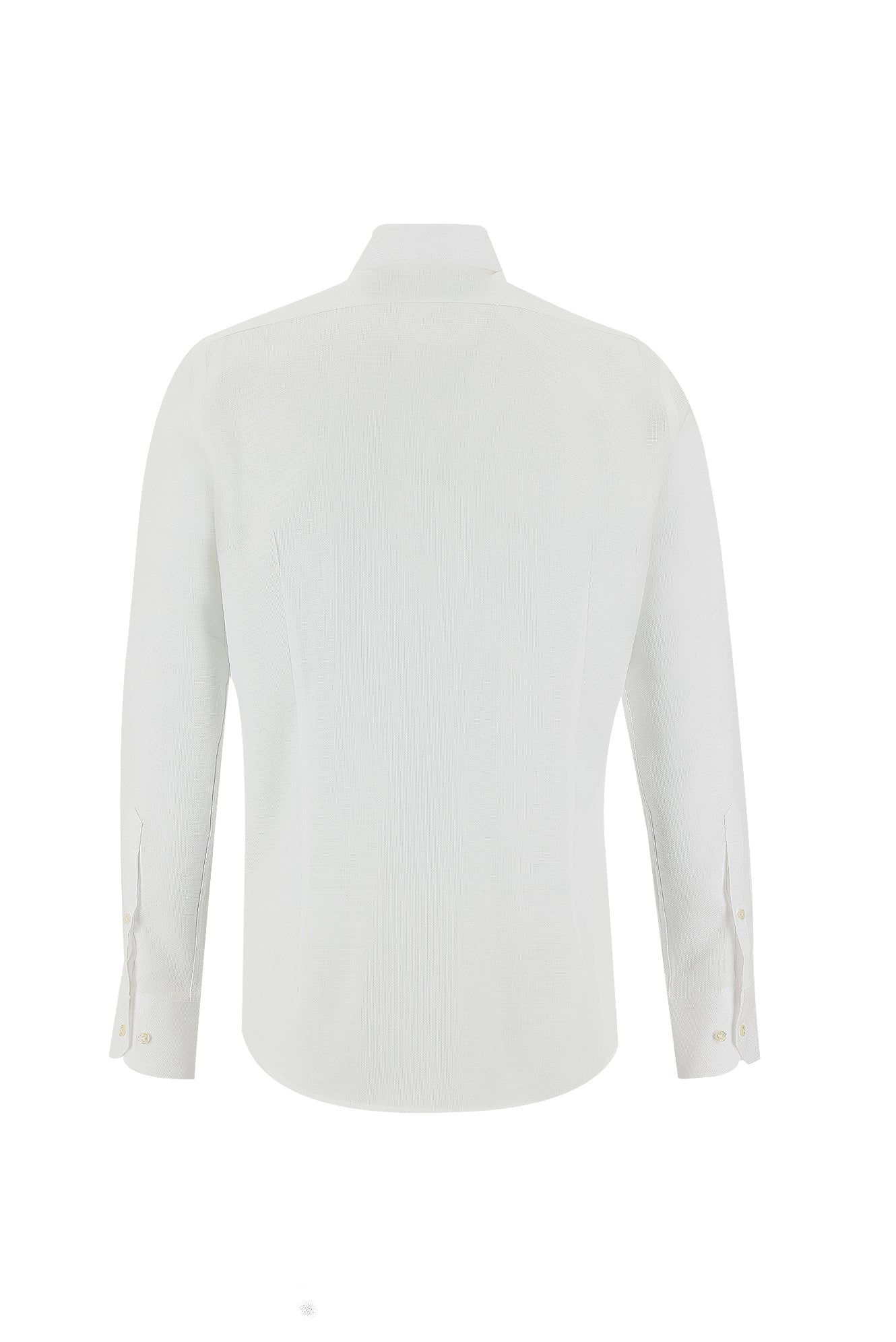 Beyaz Uzun Kol Slim Fit Dar Kesim Desenli Spor Pamuk Gömlek