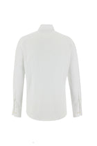 Beyaz Uzun Kol Slim Fit Dar Kesim Desenli Spor Pamuk Gömlek