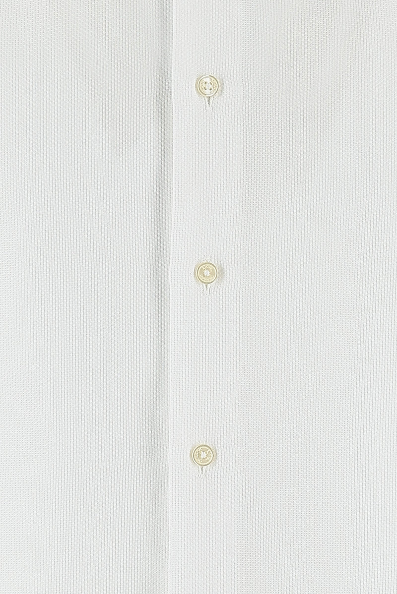 Beyaz Uzun Kol Slim Fit Dar Kesim Desenli Spor Pamuk Gömlek