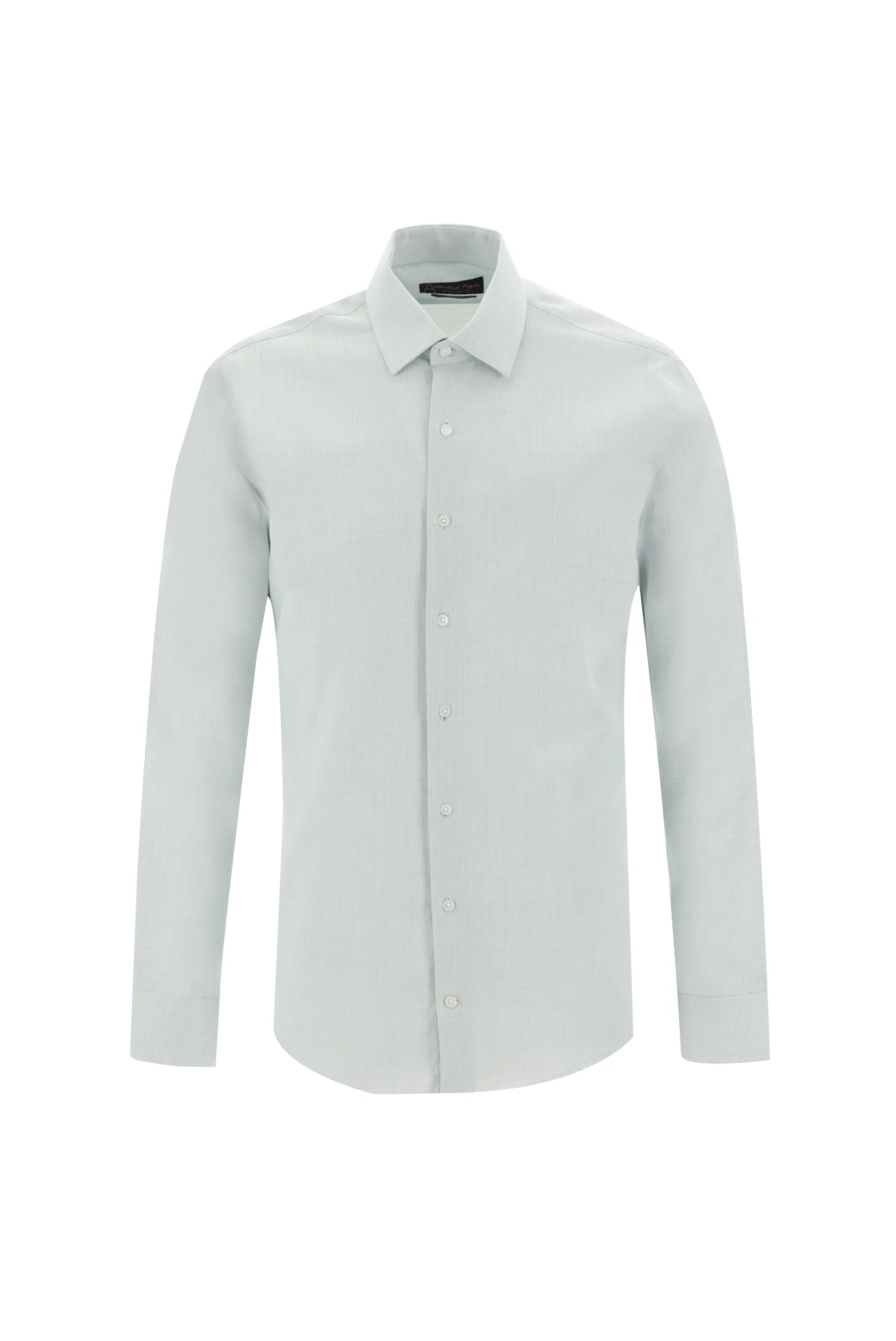 Mint Ye?ili Uzun Kol Slim Fit Dar Kesim Klasik Desenli Pamuk Gömlek-Abdullah Ki??l?