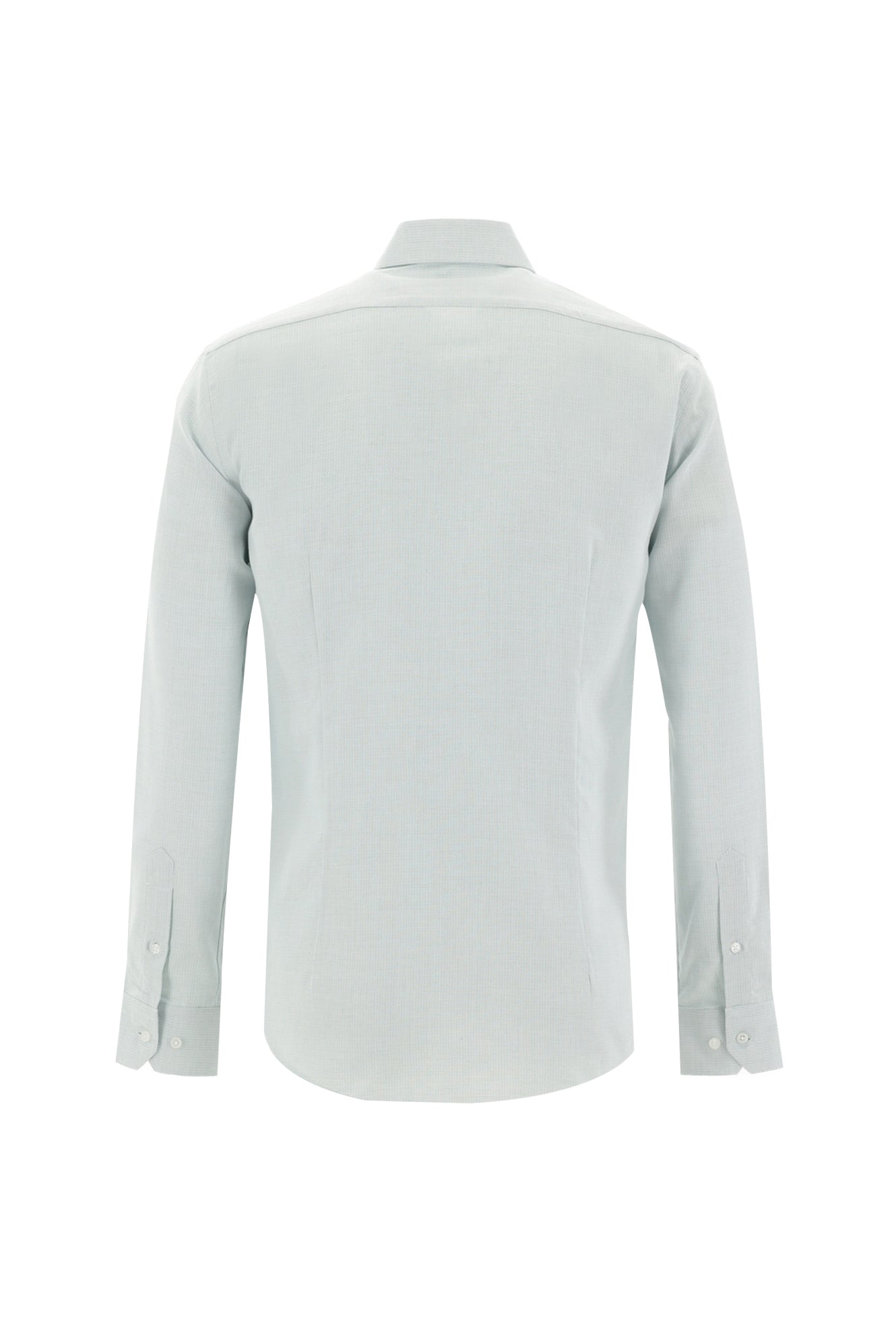 Mint Ye?ili Uzun Kol Slim Fit Dar Kesim Klasik Desenli Pamuk Gömlek-Abdullah Ki??l?