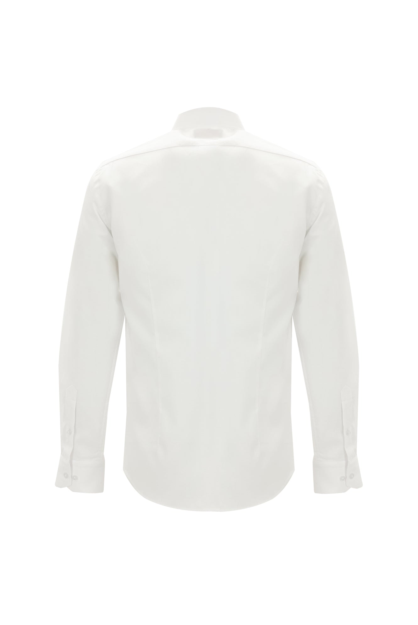 Beyaz Uzun Kol Slim Fit Dar Kesim Desenli Spor Pamuk Gömlek