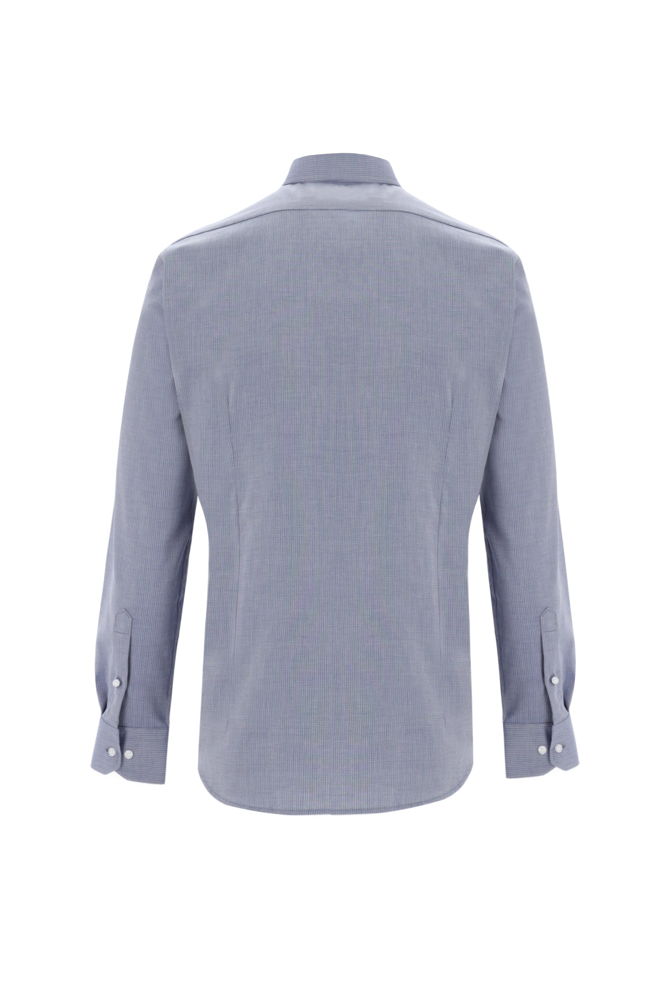 Koyu Lacivert Uzun Kol Slim Fit Dar Kesim Desenli Spor Pamuk Gömlek