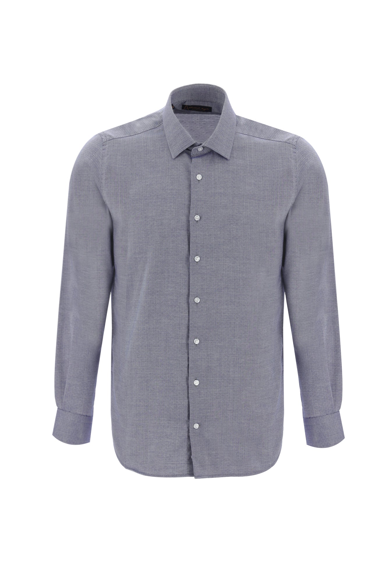 Koyu Lacivert Uzun Kol Slim Fit Dar Kesim Desenli Klasik Pamuk Gömlek