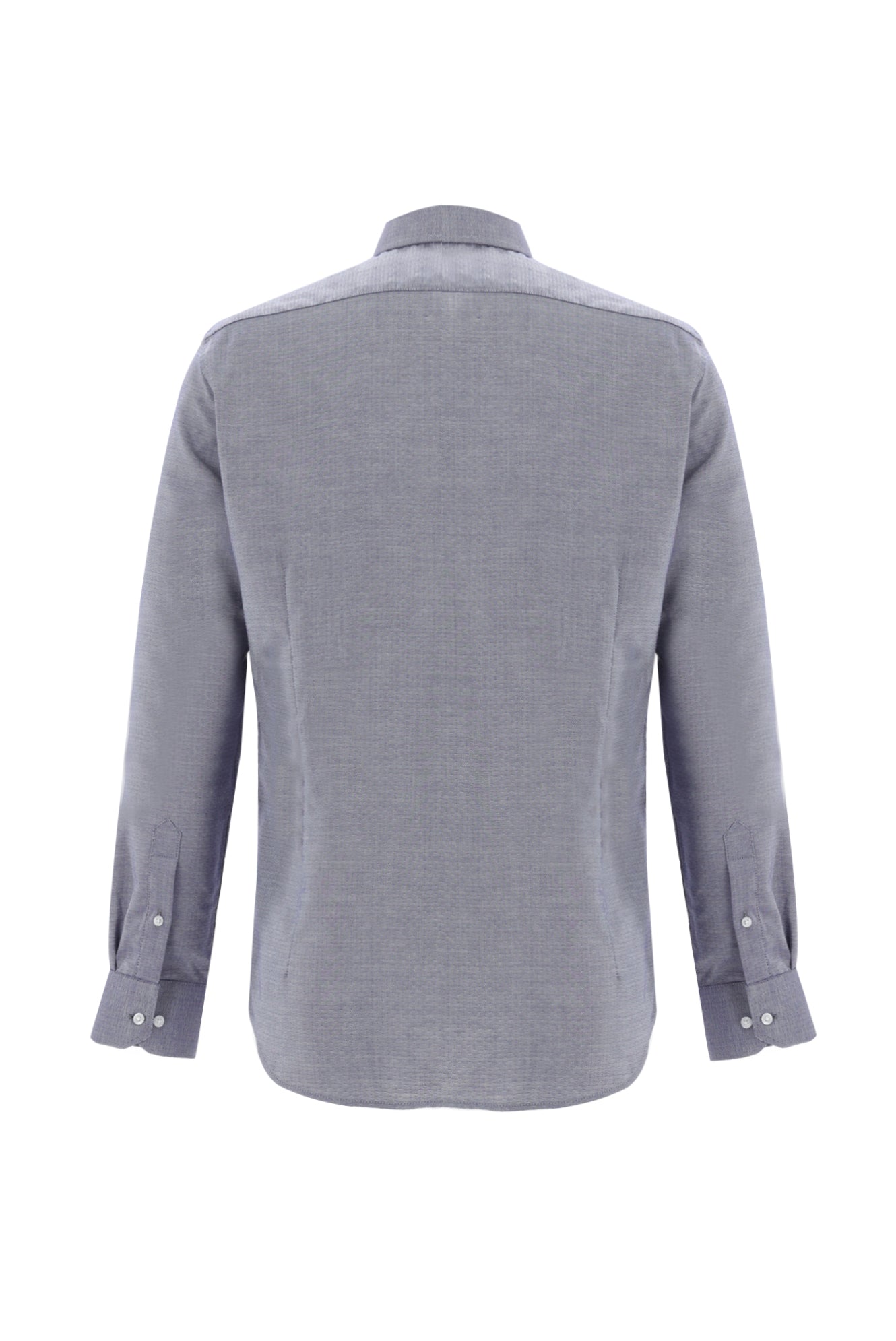 Koyu Lacivert Uzun Kol Slim Fit Dar Kesim Desenli Klasik Pamuk Gömlek