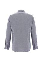 Koyu Lacivert Uzun Kol Slim Fit Dar Kesim Desenli Klasik Pamuk Gömlek