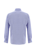 Saks Mavi Uzun Kol Slim Fit Dar Kesim Desenli Klasik Pamuk Gömlek