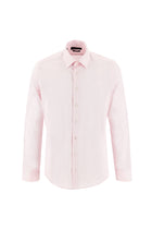 Toz Pembe Uzun Kol Slim Fit Dar Kesim Desenli Klasik Pamuk Gömlek-Abdullah Ki??l?