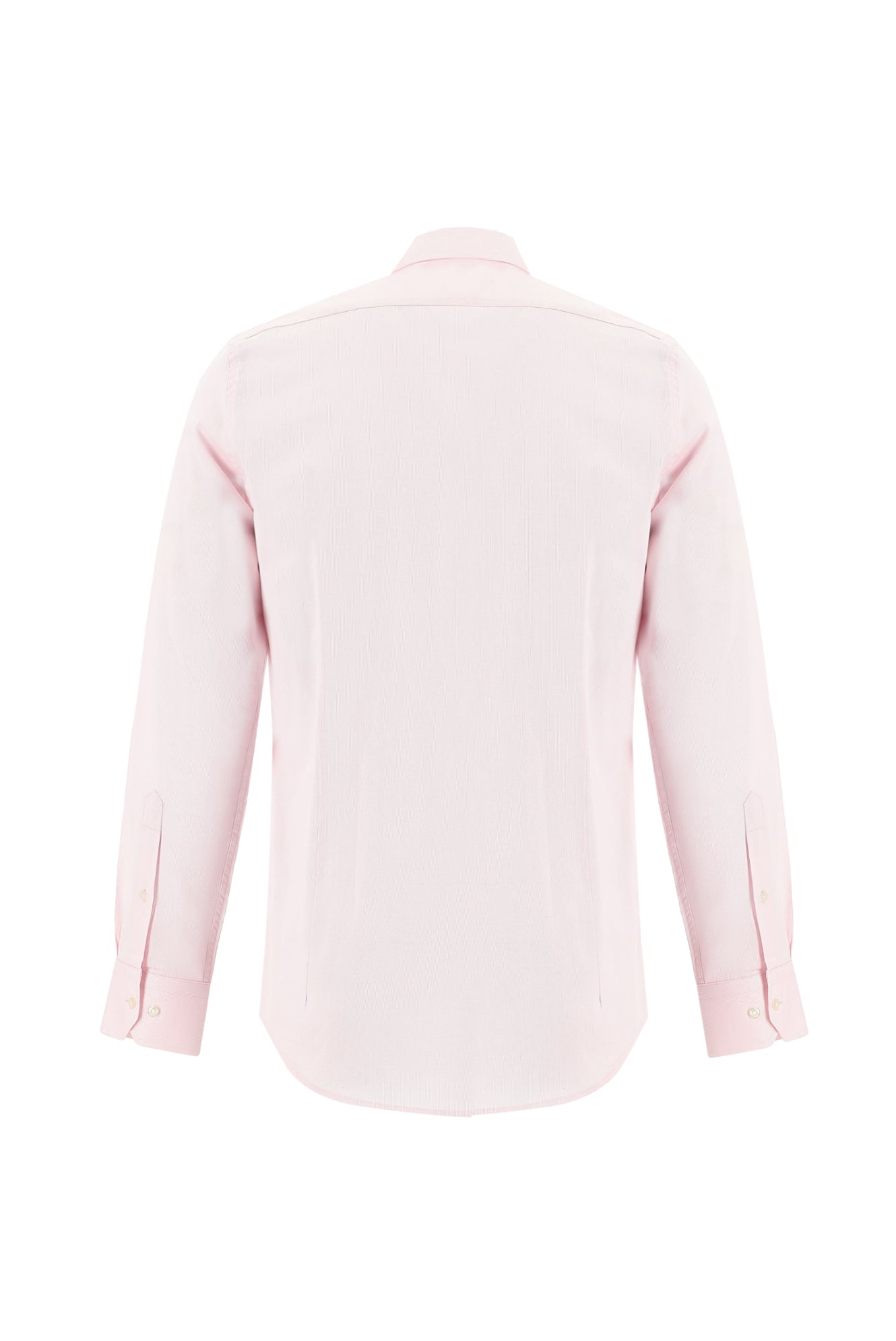 Toz Pembe Uzun Kol Slim Fit Dar Kesim Desenli Klasik Pamuk Gömlek-Abdullah Ki??l?