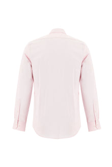 Toz Pembe Uzun Kol Slim Fit Dar Kesim Desenli Klasik Pamuk Gömlek-Abdullah Ki??l?