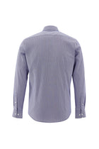 Orta Lacivert Uzun Kol Slim Fit Dar Kesim Non Iron Desenli Pamuk Gömlek