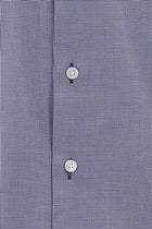 Orta Lacivert Uzun Kol Slim Fit Dar Kesim Non Iron Desenli Pamuk Gömlek
