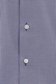 Orta Lacivert Uzun Kol Slim Fit Dar Kesim Non Iron Desenli Pamuk Gömlek