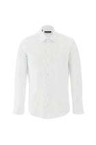 Beyaz Uzun Kol Slim Fit Dar Kesim Non Iron Desenli Pamuk Gömlek