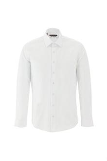 Beyaz Uzun Kol Slim Fit Dar Kesim Non Iron Desenli Pamuk Gömlek