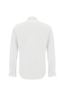 Beyaz Uzun Kol Slim Fit Dar Kesim Non Iron Desenli Pamuk Gömlek
