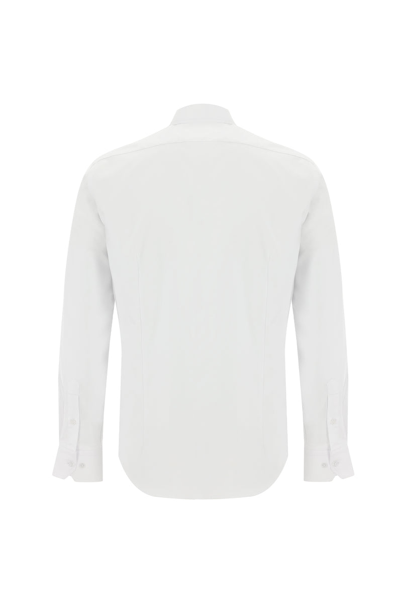 Beyaz Uzun Kol Slim Fit Dar Kesim Non Iron Desenli Pamuk Gömlek-Abdullah Ki??l?