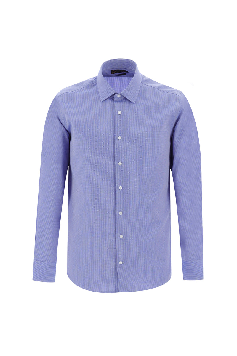 Beyaz Uzun Kol Slim Fit Dar Kesim Desenli Pamuk Gömlek
