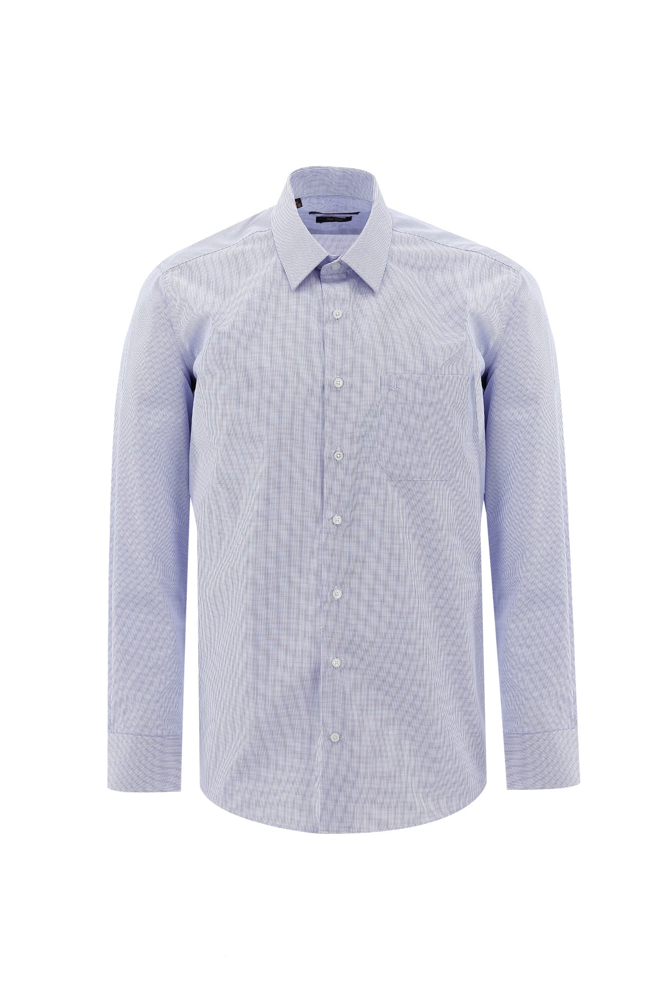 Mavi Uzun Kol Regular Fit Non Iron Desenli Pamuk Gömlek
