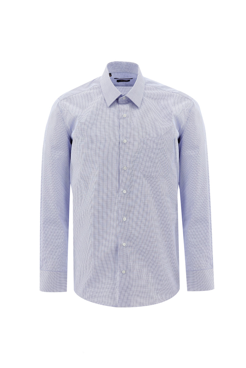 Mavi Uzun Kol Regular Fit Non Iron Desenli Pamuk Gömlek