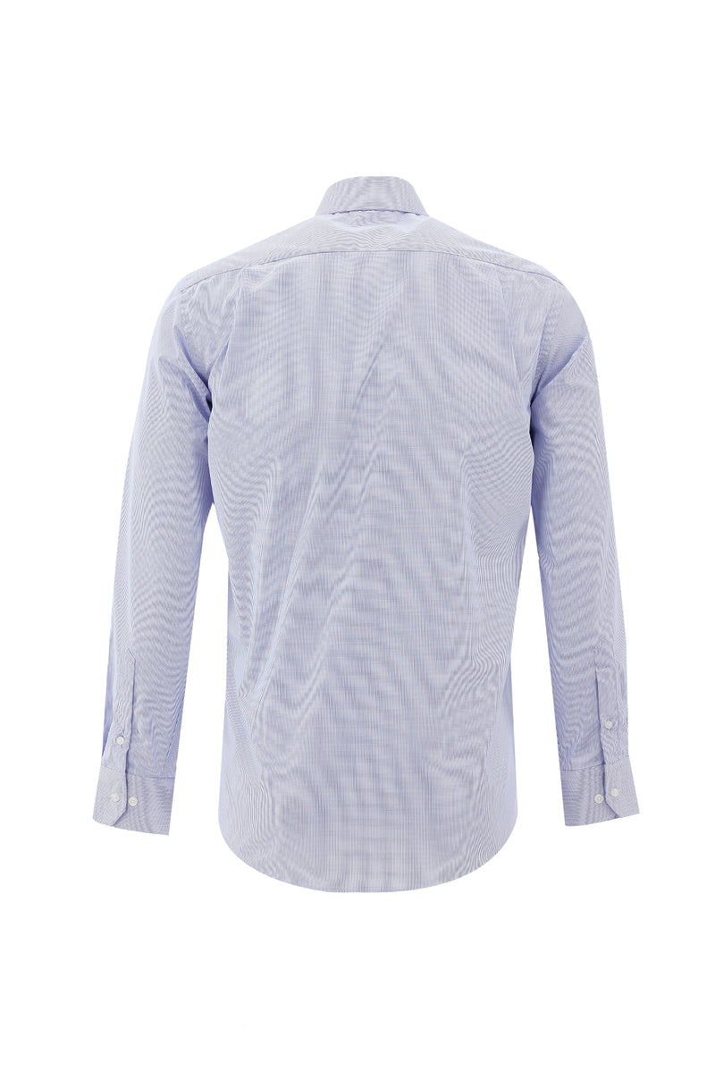 Mavi Uzun Kol Regular Fit Non Iron Desenli Pamuk Gömlek