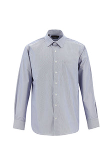 Orta Lacivert Uzun Kol Regular Fit Non Iron Desenli Pamuk Gömlek