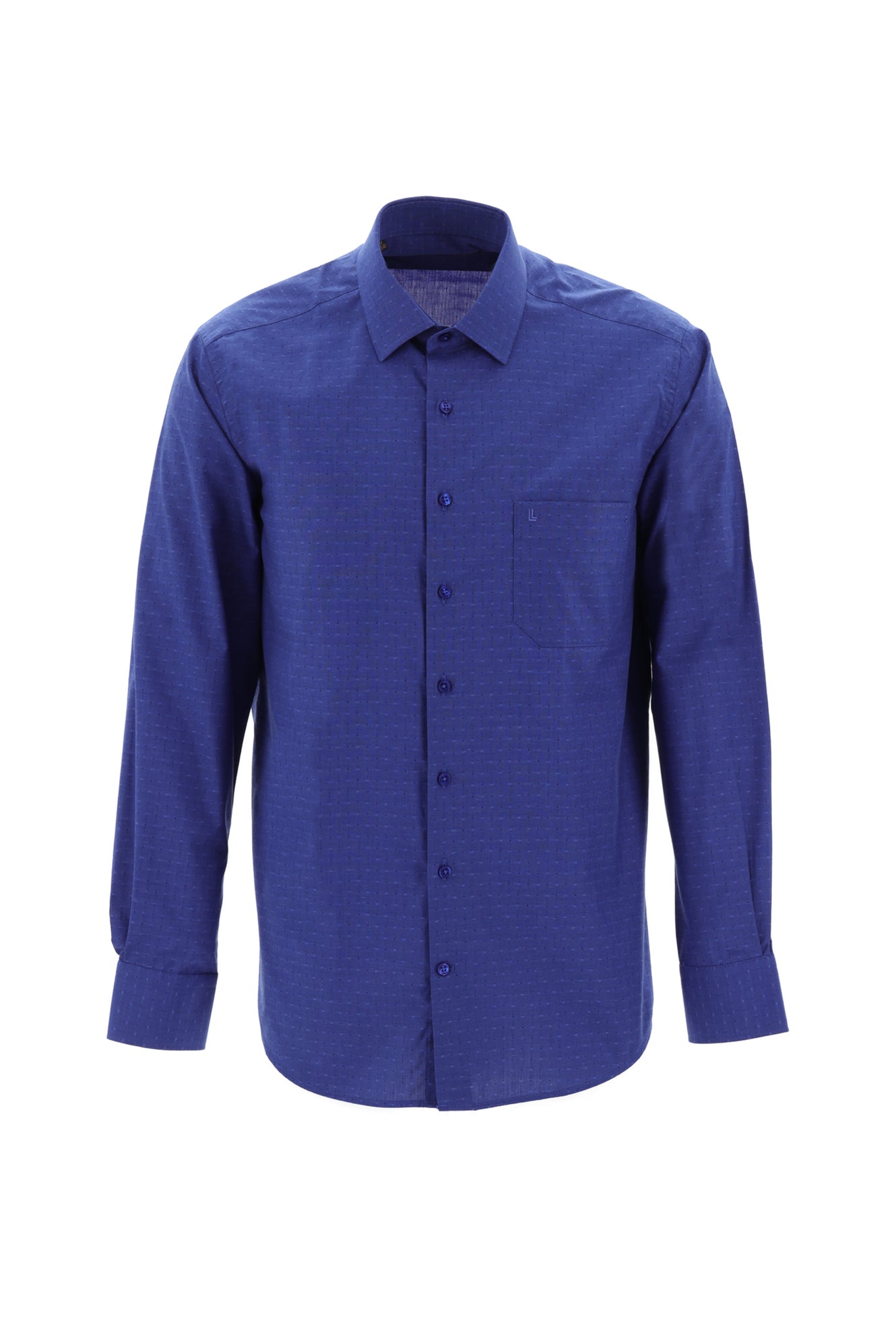 Saks Mavi Uzun Kol Regular Fit Desenli Gömlek