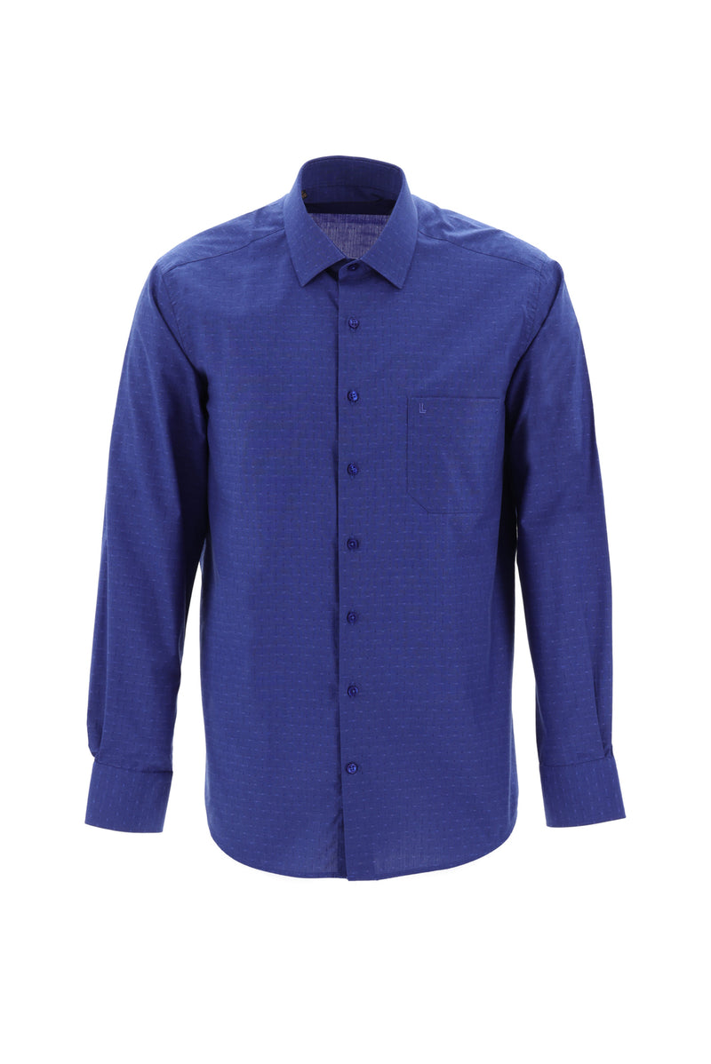 Saks Mavi Uzun Kol Regular Fit Desenli Gömlek