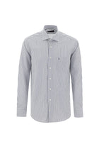 Açık Lacivert Uzun Kol Regular Fit Çizgili Pamuk Gömlek