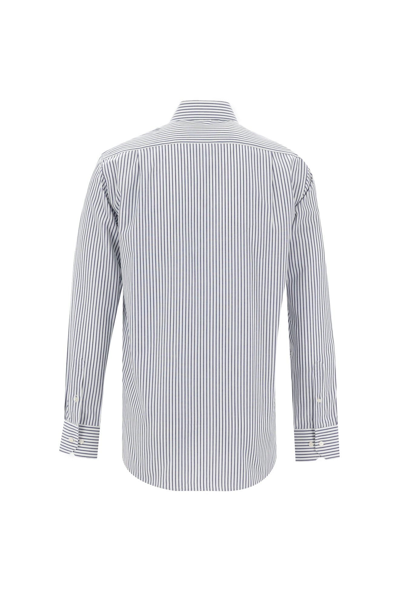 Açık Lacivert Uzun Kol Regular Fit Çizgili Pamuk Gömlek